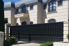 Iron Privacy Fence and Gate, with Balconies