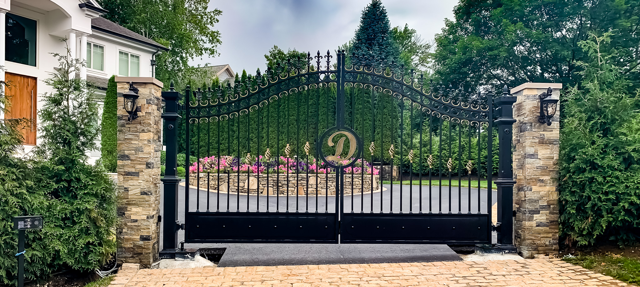 Custom lakefront Driveway Gates - Compass Iron Works